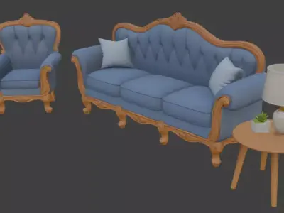 Disney style Cartoon sofa set 3D model