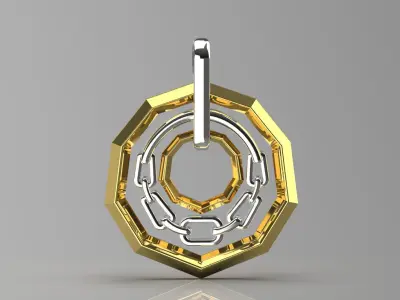 Two-tone geometric pendant chain design model gp0105 3D print model