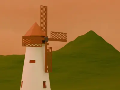Windmill in the sunset time 3D model