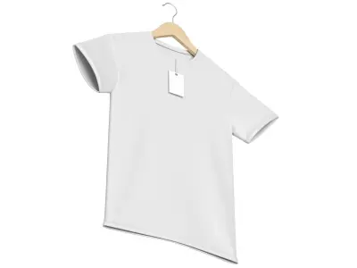 Crew Neck T-Shirt Hanging on Hanger For Men with Tag 3D model