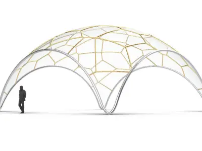 Voronoi Dome Wireframe Structure Stand Alone Pavilion v1 3D model
