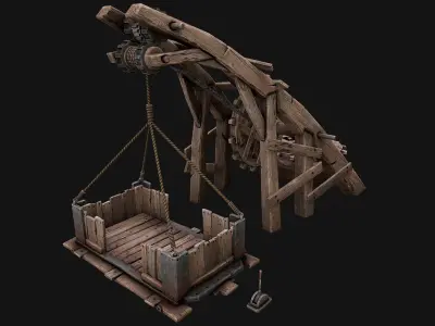 Steampunk Crane Lift  Low-poly 3D model