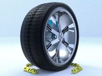 ORTAS CAR RIM 12 GAME READY RIM TIRE AND DISC 3D model