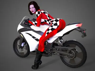  Female Racing Pilot Girl 3D model