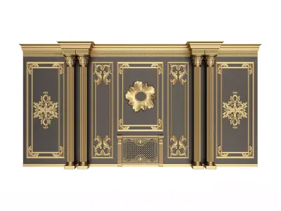 Boiserie Classic Wall with Mouldings 011 Black Low-poly 3D model