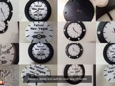 Industrial design and vault-tec clock face 3D Model Collection