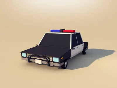 Cartoon Low Poly Police Car 3D model
