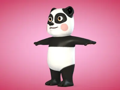 Panda bear Low-poly 3D model get