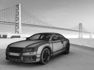 Grey Audi A5 Coupe On The Coast 3D model
