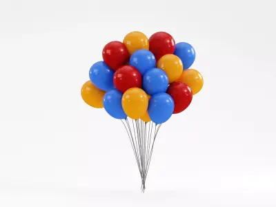 Colorful balloons Low-poly 3D model
