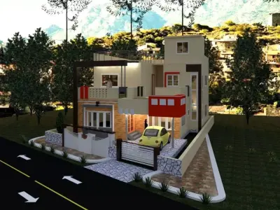3D modelling house design in kerala 3D model