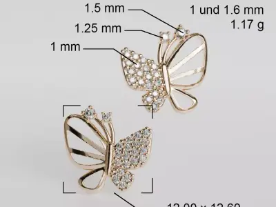 butterfly earrings 3D print model