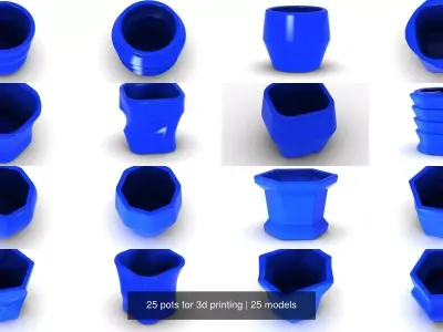 25 pots for 3d printing 3D Model Collection