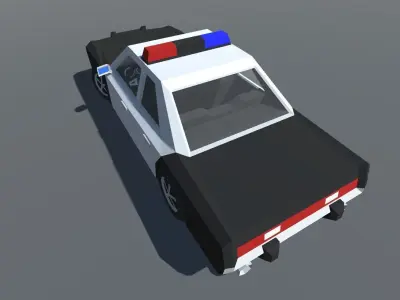 Muscle Car Police Cruiser with Interior MOBILE READY Low-poly 3D model