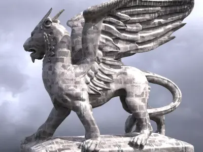 Flying Aslan Baroque Statue  3D model