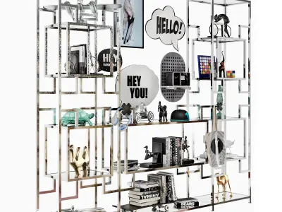 Kids bookshelf set 01 3D model