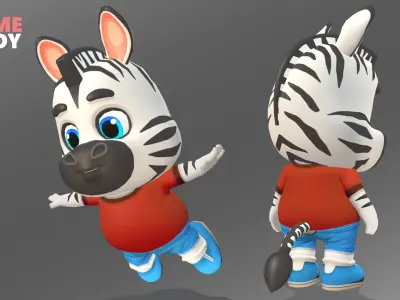 Zebra Animated Rigged Low-poly 3D model