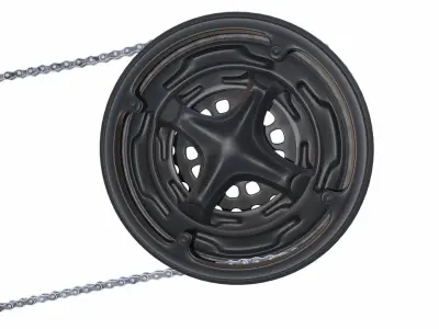 Bicycle Crank set and Chain 3D Model 3D model