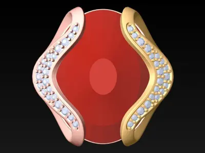 Oval Stone Ring - GN253 3D print model