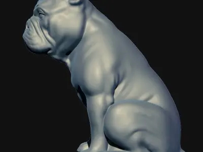 Short Bulldog sculpture 3D model