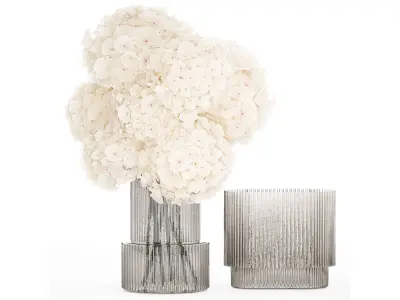 Solemn bouquet of white flowers in a vase with hydrangea 369 3D model