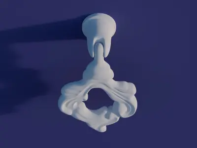 Drop ring drawer pull 3D model