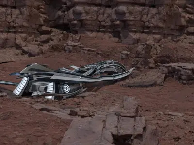 SCI FI Environment with Space Ship Free 3D model