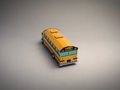 Low-Poly Cartoon School Bus Low-poly 3D model