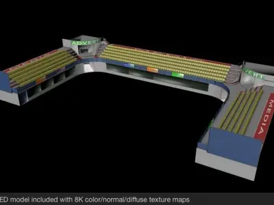 Indoor Sport Complex Spectator and Service Area Low-poly 3D model