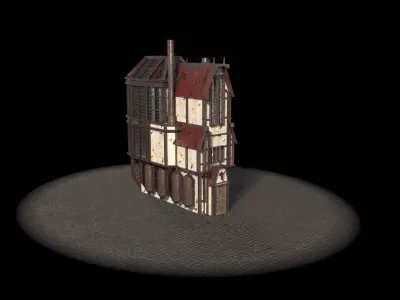 Steampunk Little Green house 3 types Free low-poly 3D model