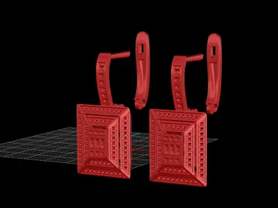 Baguette Diamond Earring 3d model printable 3D print model  3D print model