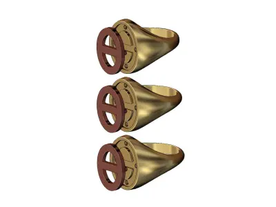 Flat anchor link inserts oval signet US sizes 7 8 9 3D print model