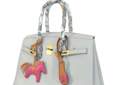 Hermes Birkin Bag with accessories 3D Model Pack