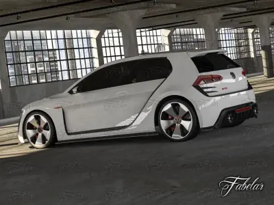 Volkswagen Design Vision GTI and garage 3D model