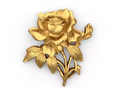 Golden Rose CNC Relief decor ornament carved 01 3D model