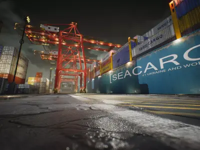 Container Yard Environment Set Low-poly 3D model