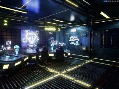 Sci-fi Environment Engine Room Low-poly 3D model