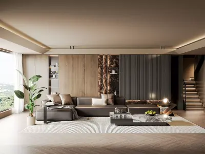 Modern living room 3D model 3D model