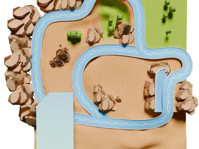 Low Poly Cartoon Race Track Low-poly 3D model