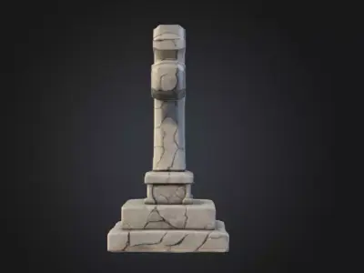 Ancient Stone Cross Monument Low-poly 3D model