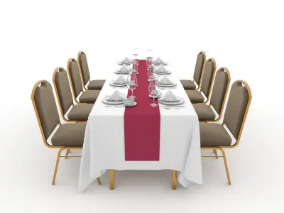 Banquet Table and Chair 84 3D model