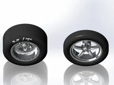 Wheels Keizer Verbrand for scale model of dragster 3D print model