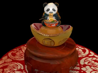 Chinese ramen panda figure  3D model