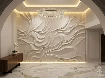 modern panel wall decor set relief stl mural CNC 185 3D model