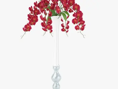 Orchid Flowers in Vase 3D Model 3D model