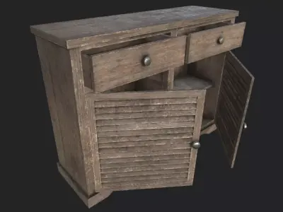 Wood Cabinet 1 PBR Low-poly 3D model