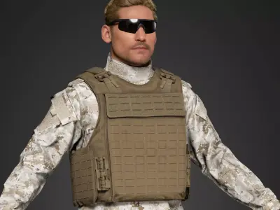 Universal Armor Plate Carrier for Unreal Engine 8 Camos LODs Low-poly 3D model