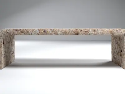 Curved Natural Rough Surface Marble Coffee Table Free 3D model