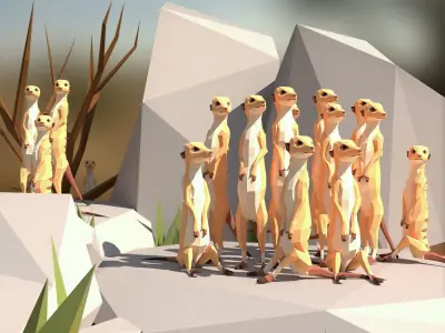 Meerkats meerkat Low-poly 3D model