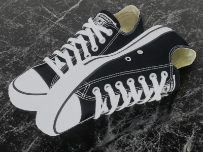 CONVERSE 3D SHOES - BLACK LOW Low-poly 3D model